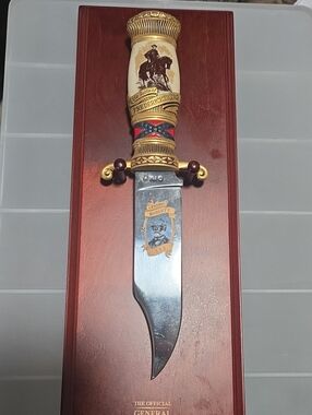 Franklin Mint Official General Robert E Lee Bowie Knife with 13.5in Display